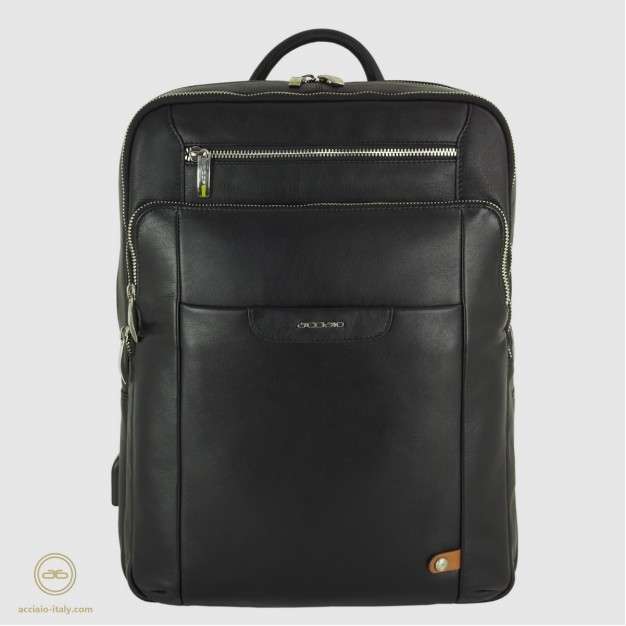 Acciaio - Zaino porta pc Zip 15" pelle