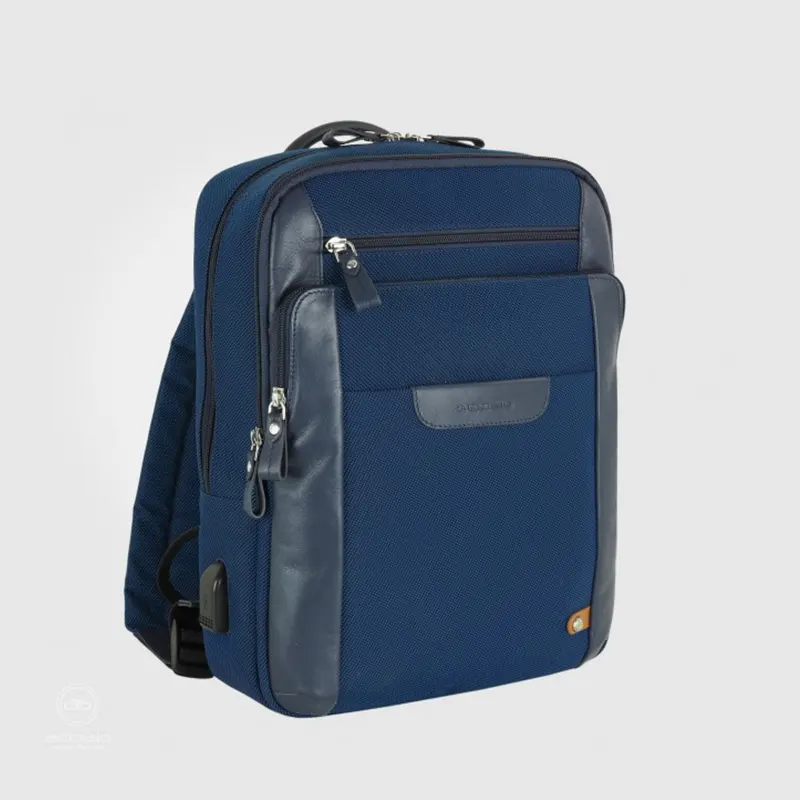 Acciaio – Zaino porta pc piccolo Zip 13 tessuto 8911 blu navy VENTO PELLETTERIE