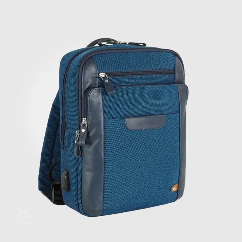 Acciaio – Zaino porta pc piccolo Zip 13 tessuto 8911 bluette VENTO PELLETTERIE