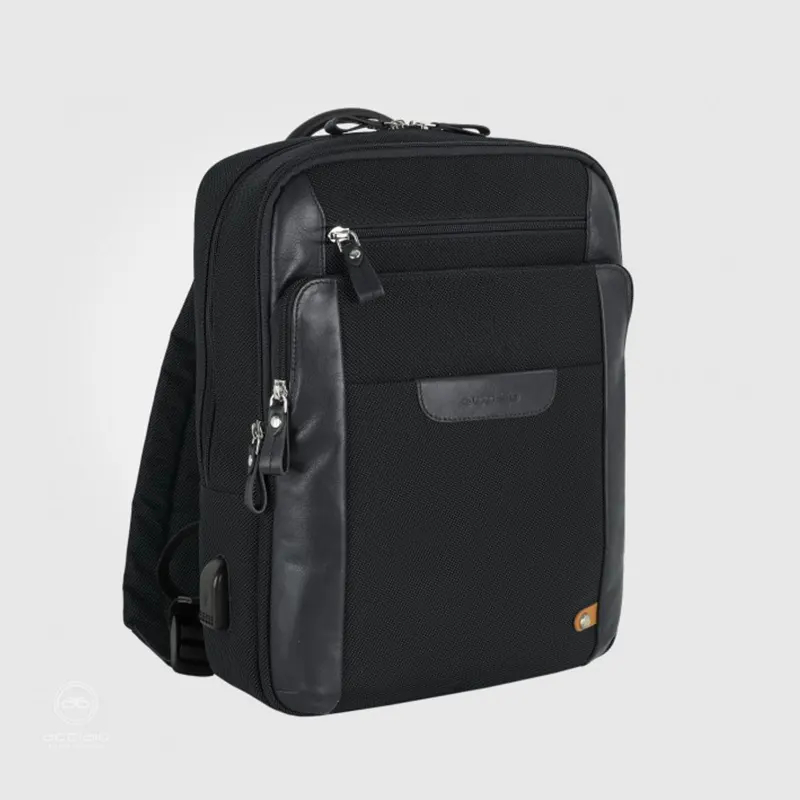 Acciaio – Zaino porta pc piccolo Zip 13 tessuto 8911 nero VENTO PELLETTERIE messina