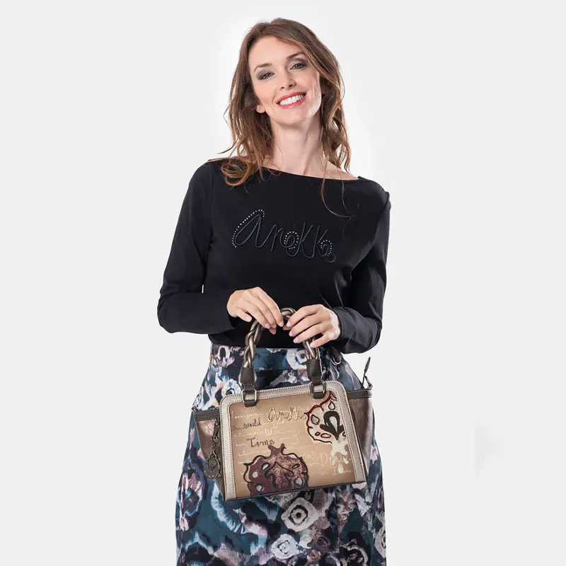 ANEKKE Borsa bowling Manifesto 41711 032 MARRONE VENTO PELLETTERIE MESSINA