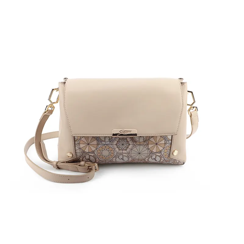 BORSA A TRACOLLA TEODOSIA FLAP MESSENGER GATTINONI BINTD8356WZT BEIGE VENTO PELLETTERIE 2