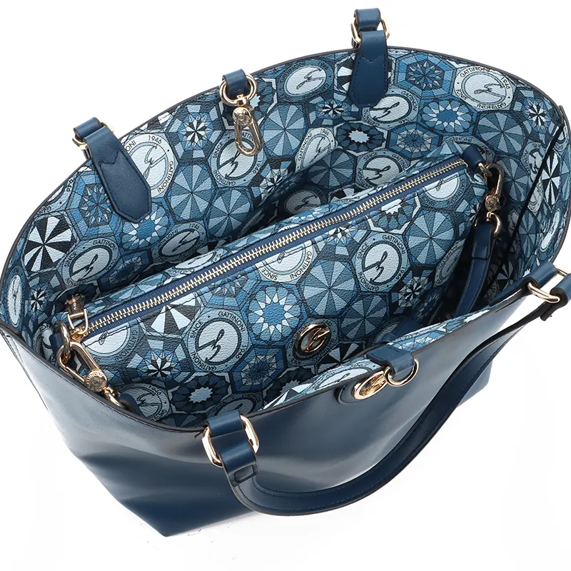 BORSA SHOPPING TEODOSIA REVERSIBILE GATTINONI BINTD8156WZT BLU VENTO PELLETTERIE 6